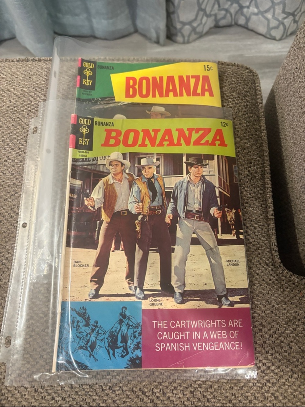 2 BONANZA Vintage Comic Book - Western Cover, Yellow & Red Title